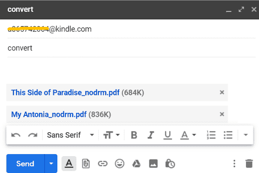 Invia e-mail a Kindle