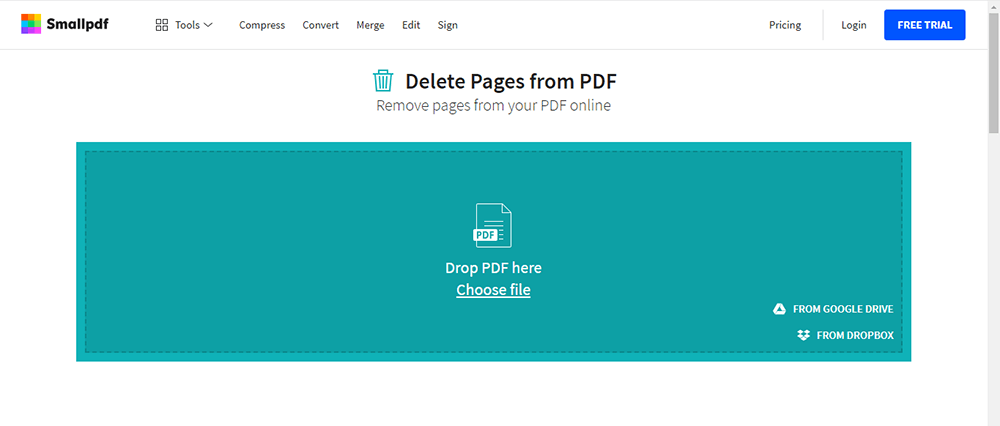 Smallpdf从 PDF 中删除Pages