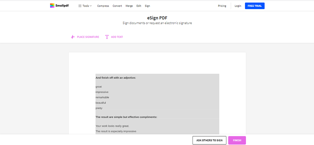 Smallpdf eSign PDF Create Signature
