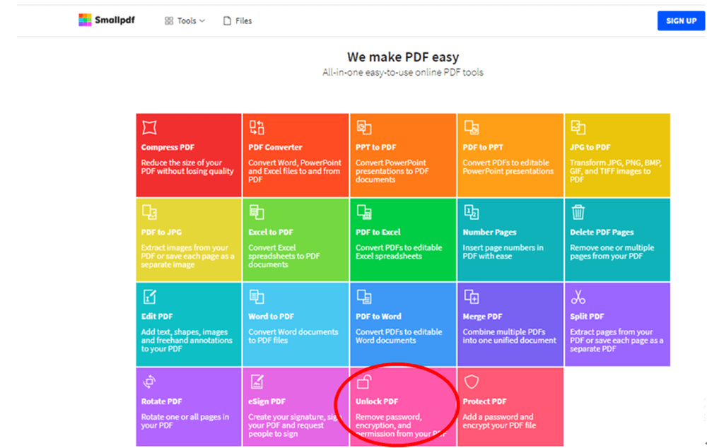 Smallpdf Page d'accueil Tous les outils PDF