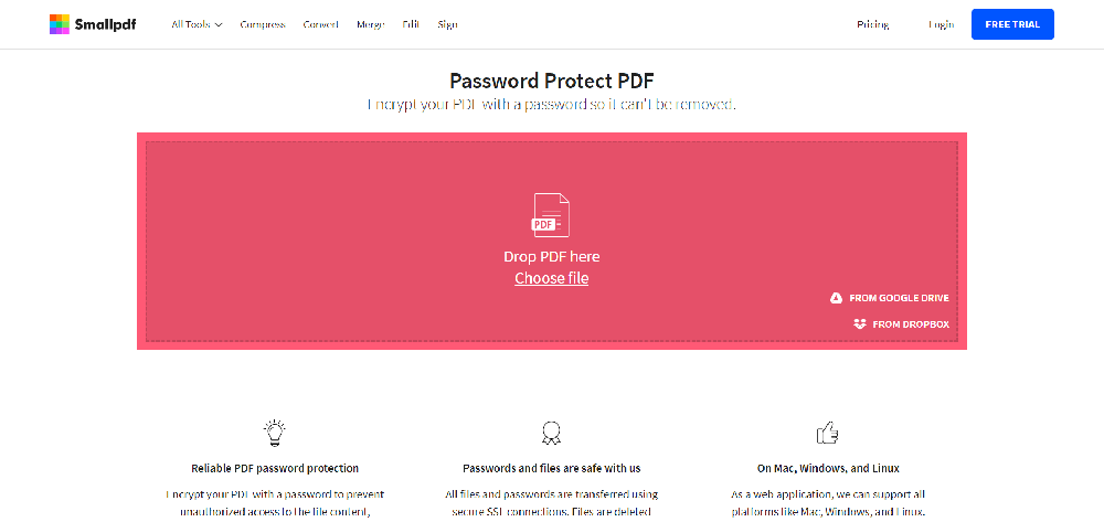 Smallpdf Ochrona hasłem PDF