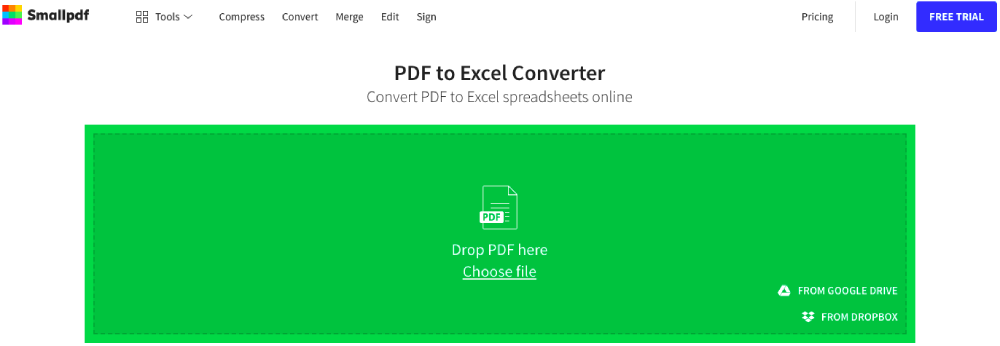 Konverter PDF to Excel Converter Smallpdf