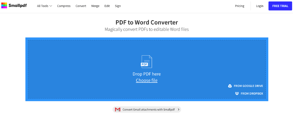Smallpdf da PDF a Word