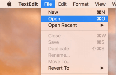 Fichier TextEdit ouvert
