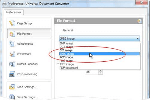 Universal Document Converter Chọn định dạng tệp