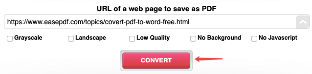 Conversion de page Web en PDF en ligne