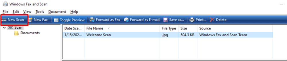 Windows Fax- und Scan-Scan- Pages