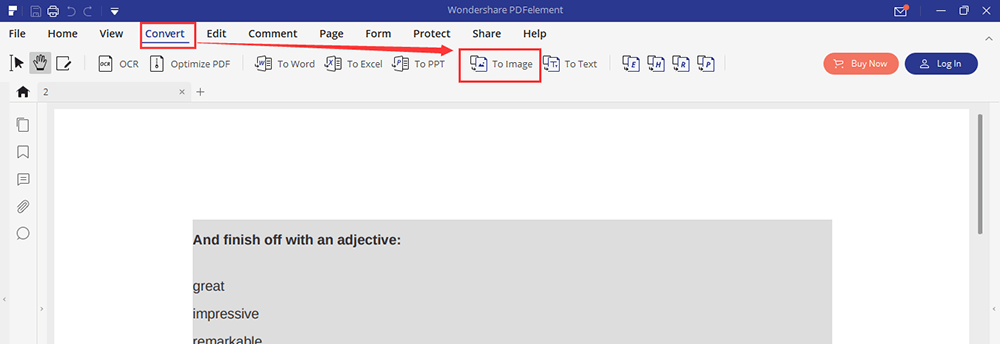 PDFelement Chuyển đổi thành hình ảnh