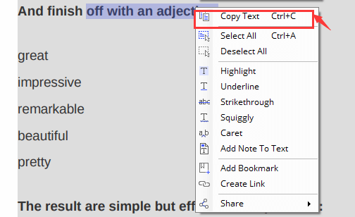 Wondershare PDFelement Copy Text