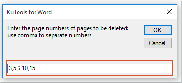 Word Enter Page Numbers to Delete