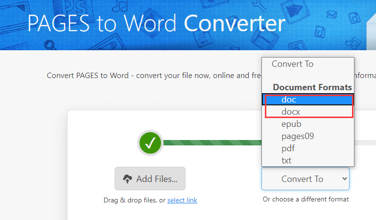 CloudConvert Selecione o formato de saída