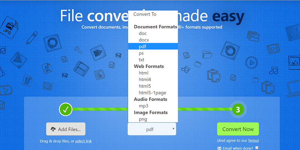 Zamzar Choose PDF Format