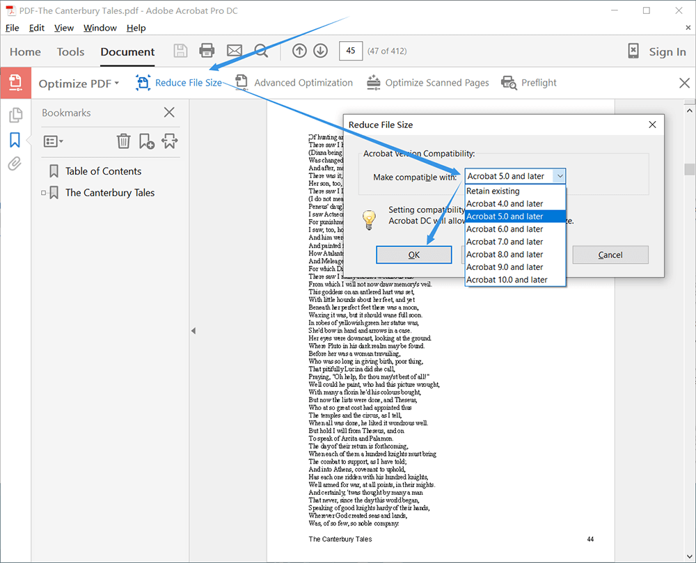 Adobe Acrobat Pro Riduci le dimensioni del PDF