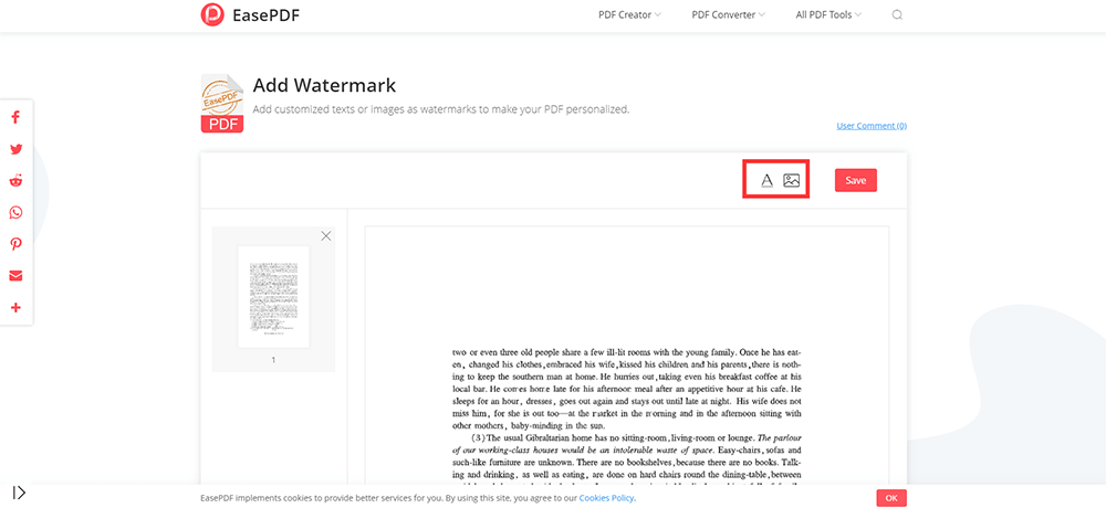 EasePDF Watermerk toevoegen Bewerken