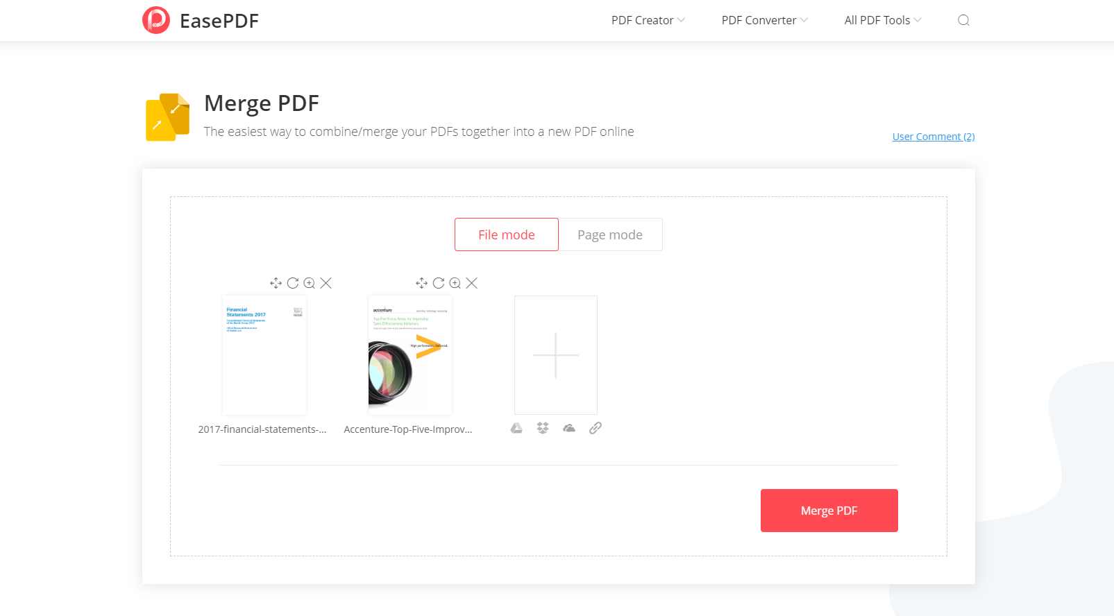 EasePDF Merge PDF Start