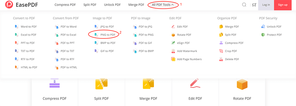 EasePDF PNG เป็น PDF