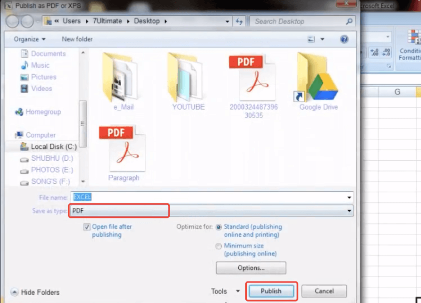 Office 2010 Excel Publier au format PDF