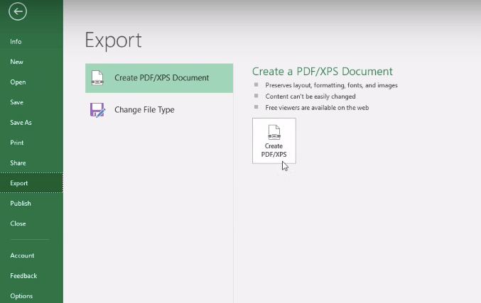 Eksport Office 2010 Excel do formatu PDF