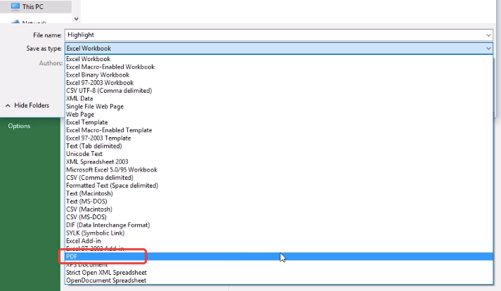 Office 2010 Excel Guardar como PDF para PC