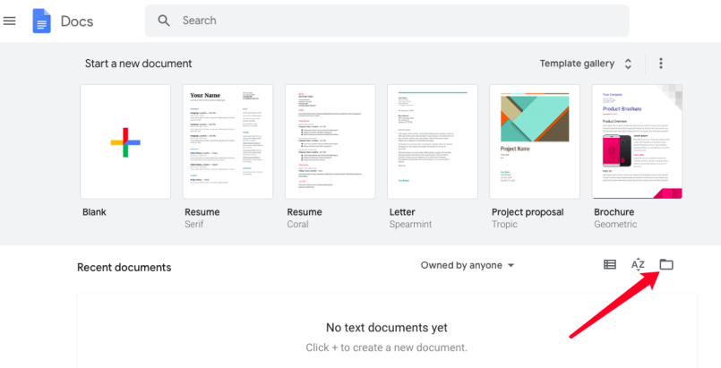 Archivo abierto de Google Docs