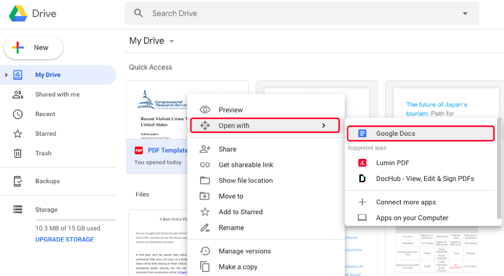 Google Drive Open With Google Docs