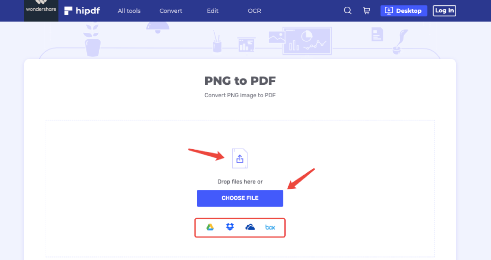 HiPDF PNG إلى تحميل PDF