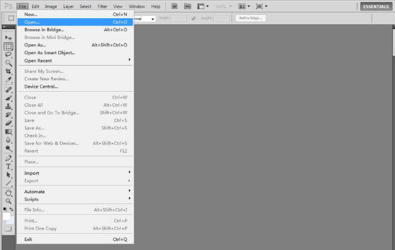 Importa PDF su Photoshop