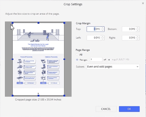 PDFelement Crop Settings