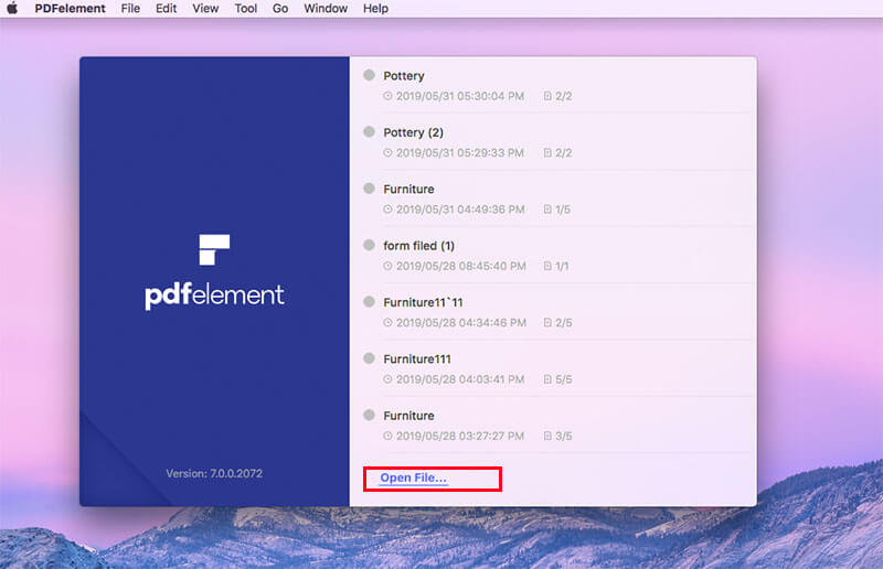 PDFelement Apri file