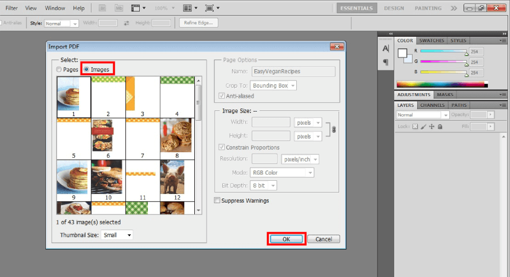 Photoshop PDF-afbeeldingen importeren