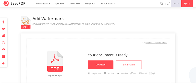 EasePDF Add Watermark Download PDF