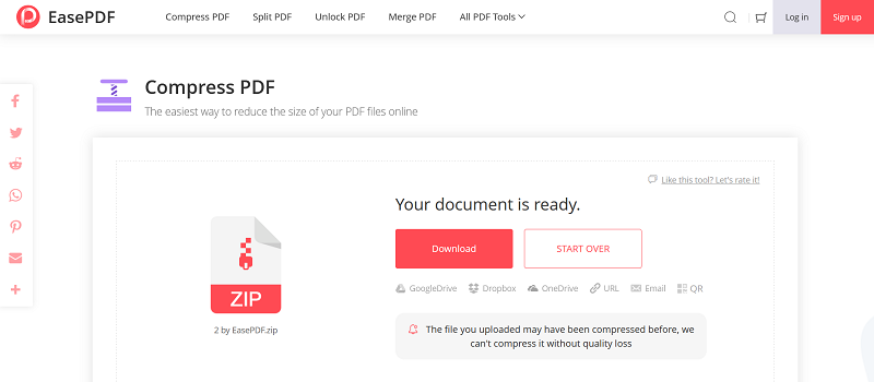 EasePDF Compress PDF Download File