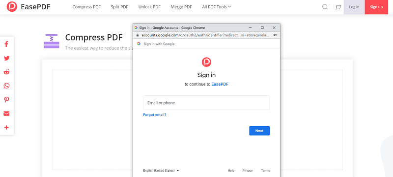 EasePDF Compress PDF Sign in Cloud Platform