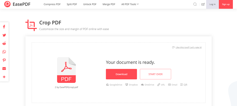 EasePDF Crop PDF Download File
