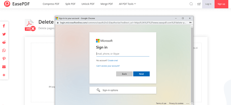 EasePDF Delete PDF Save to Cloud