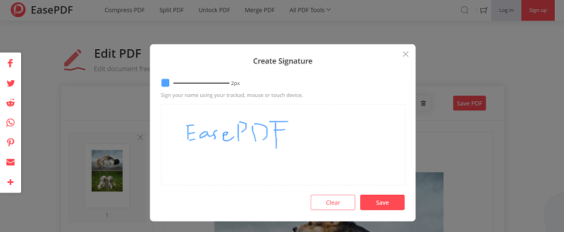 EasePDF Edit PDF Create Signature