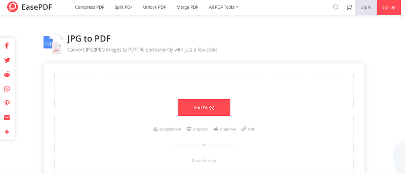 EasePDF JPG to PDF Add File