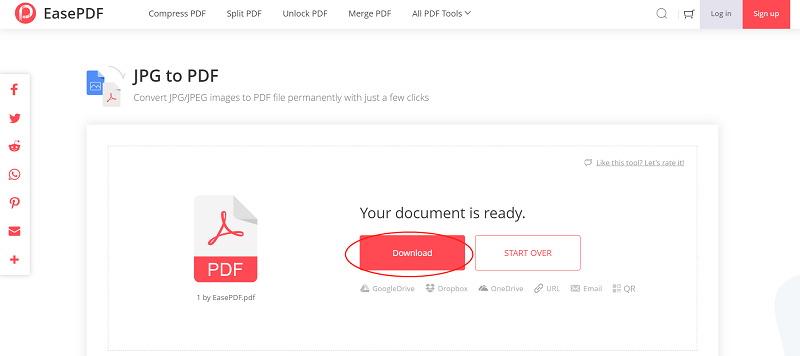 EasePDF JPG to PDF Download File