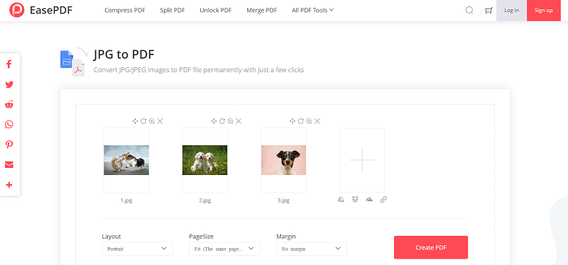 EasePDF JPG to PDF Edit Images