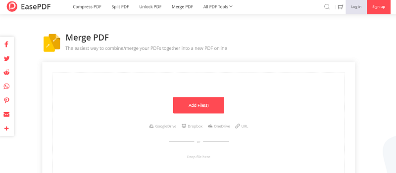 EasePDF Merge PDF Add File