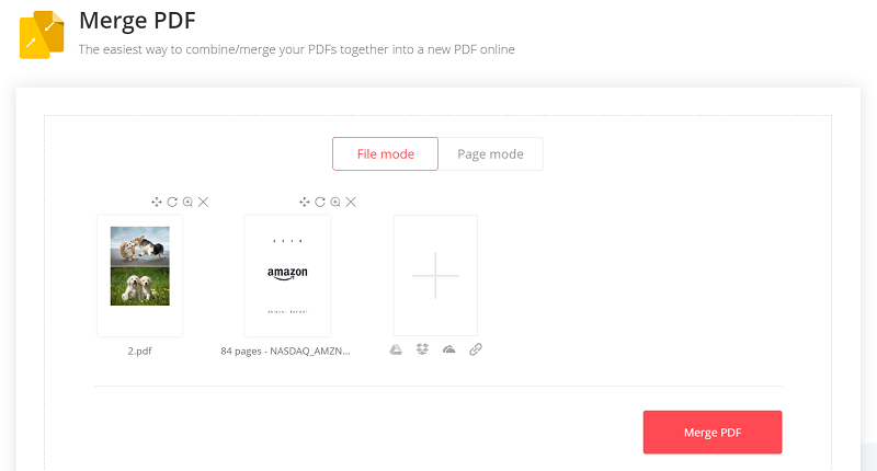 EasePDF Merge PDF File Mode