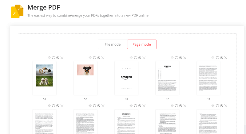 EasePDF Merge PDF Page Mode