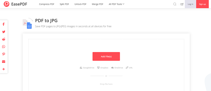 EasePDF PDF to JPG Add File