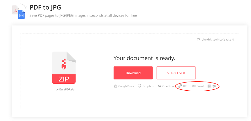 EasePDF PDF to JPG Share Files