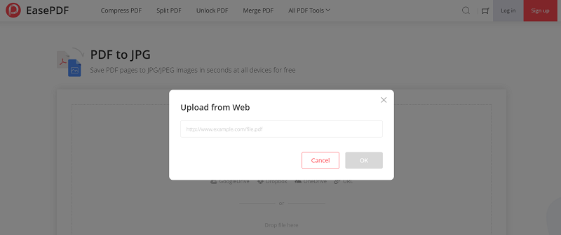 EasePDF PDF to JPG Upload PDF By URL
