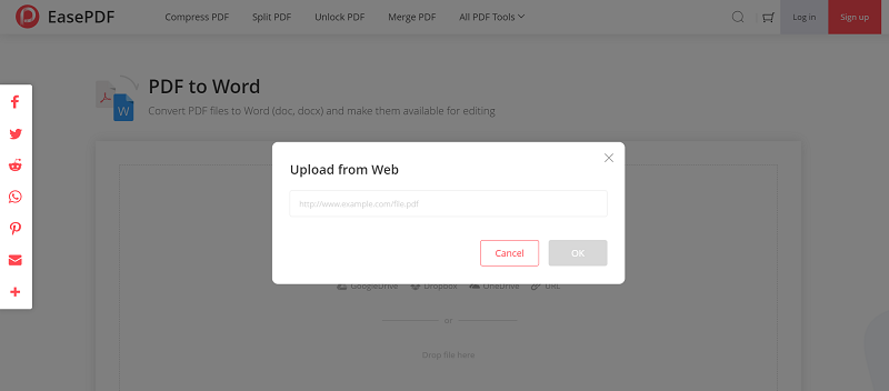 EasePDF PDF to Word Add PDF By URL