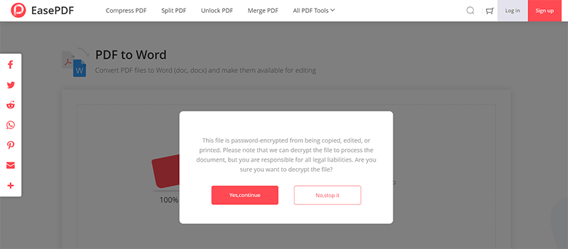 EasePDF PDF to Word Decrypt PDF