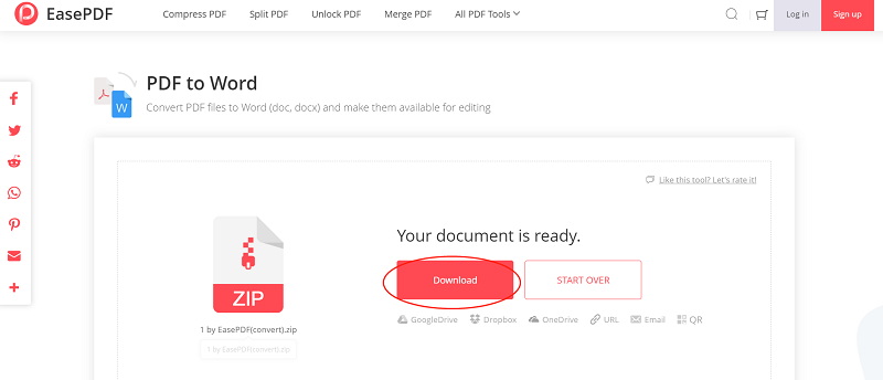 EasePDF PDF to Word Download Zip File