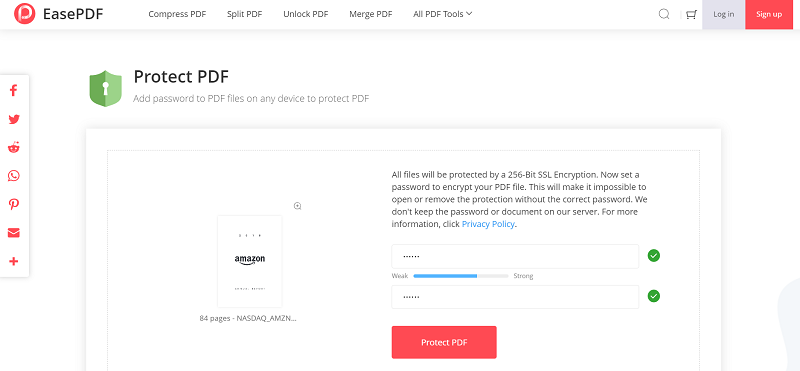 EasePDF Protect PDF Add Password