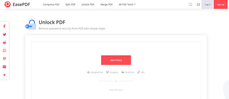 EasePDF Unlock PDF Add File